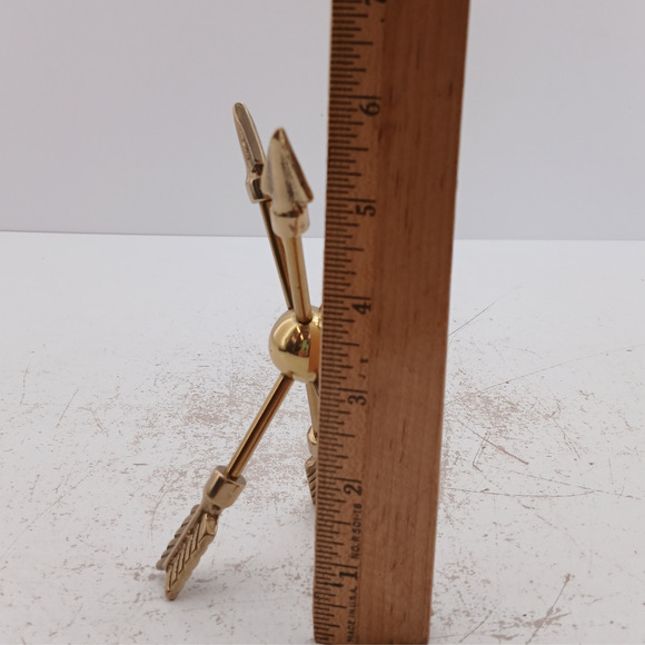 Polished Brass Crossed Arrows Metal Sculpture Desk Table Top Modern Home Decor - Picture 7 of 8